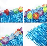 Vista 4 de Fighting to Achieve Girl's Elastic Hawaiian Hula Dancer Grass Skirt with Flower Costume