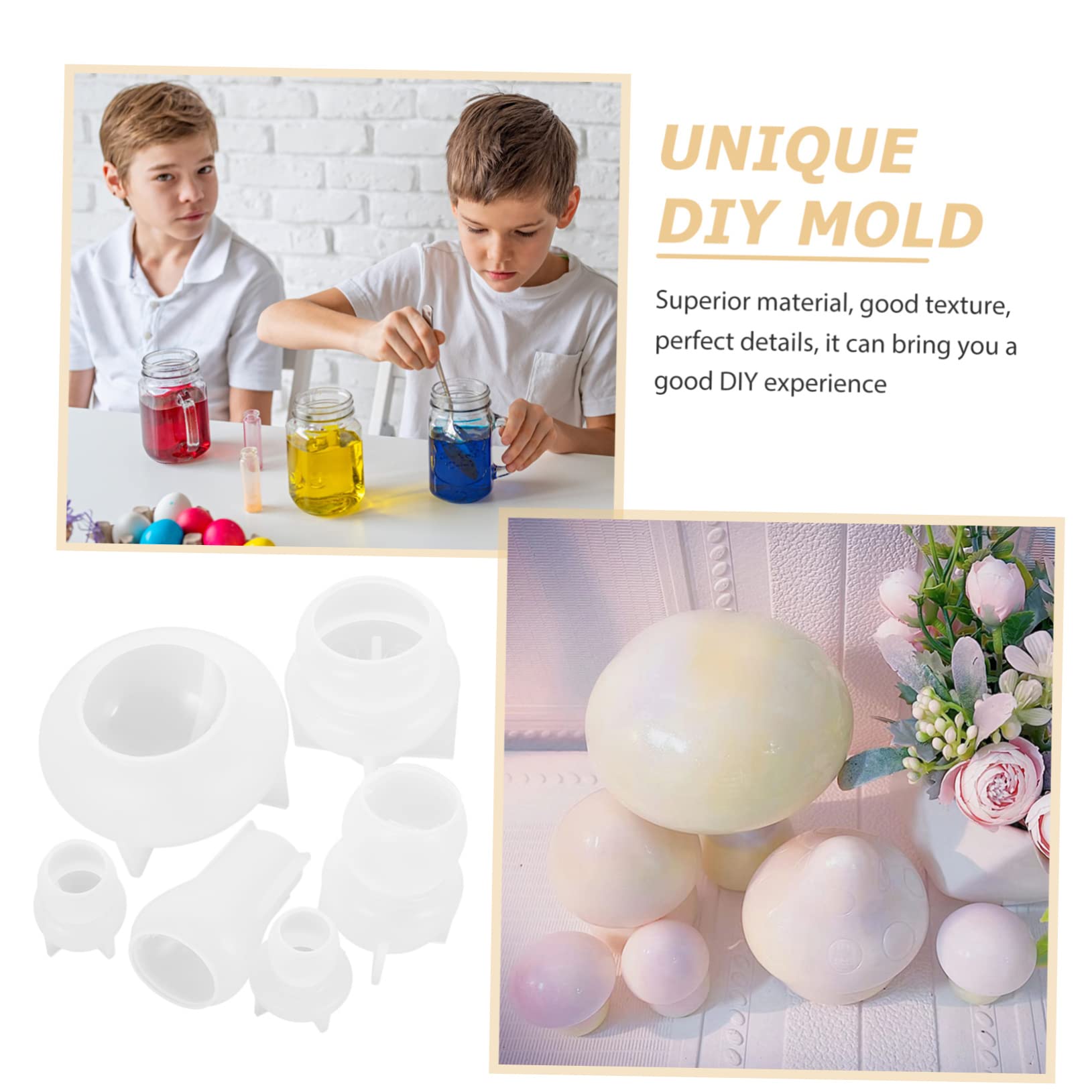 Molde de Silicona de Hongos para Manualidades, 6 Piezas | Bricolaje y Diy, Reutilizable y Fácil de Limpiar, Acabado Antiadherente, Forma Decorativa