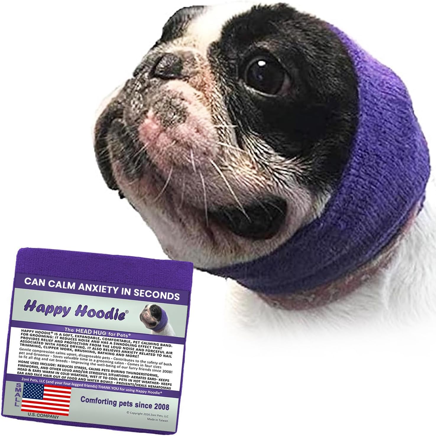 Happy Hoodie The Original Dog & Cat Calming Band for Noise & Anxiety Relief
