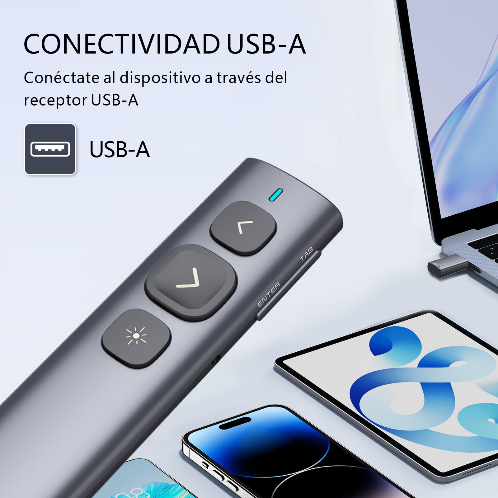 Norwii N95 Presentation Clicker, PowerPoint Clicker para presentaciones a distancia, puntero inalámbrico recargable para presentaciones, puntero para diapositivas (Verde, USB-A)
