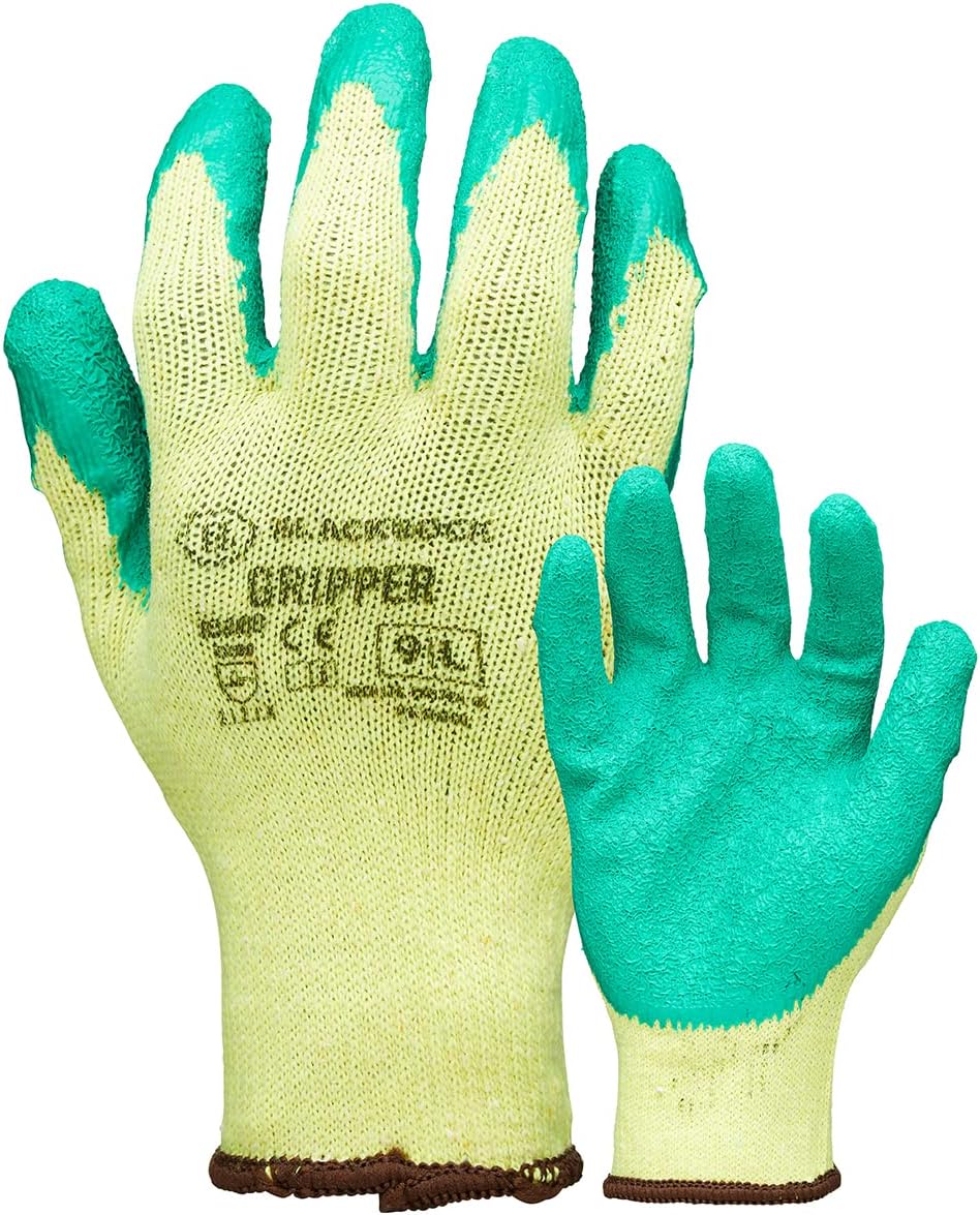 BlackrockLatex Gripper Work Gloves, Gardening, Men and Women, Heavy Duty, Thorn Resistant, Construction, Waterproof Palm, Thick Garden Safety Gloves, DIY - Size 9/Large