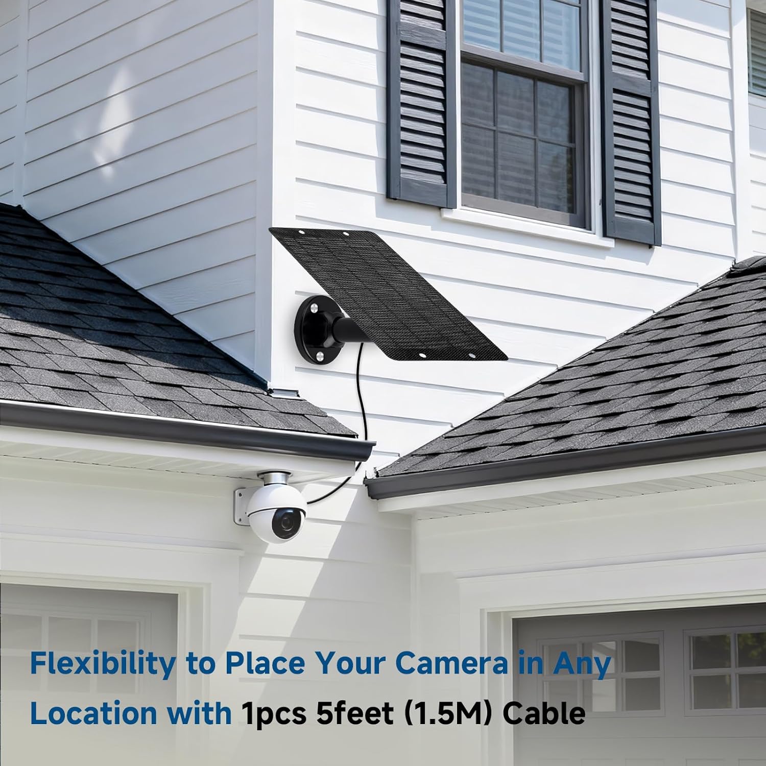 6W USB Solar Panel for Ring Camera & Outdoor Security Cameras, 5V USB-C Solar Charger with 360° Bracket & Barrel/Micro Adapters, Compatible with Ring/Blink/Wyze/Tapo/Arlo Cameras 2pack