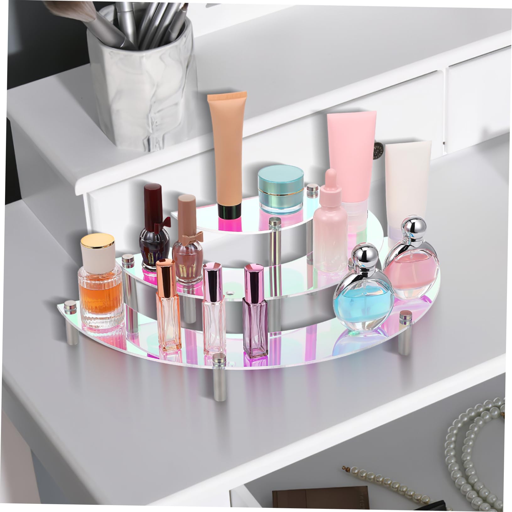 PRETYZOOM 3stufe Acryl-displayständer Nagellack-organizer Transparenter Make-up-ständer Parfüm-präsentationsständer Ständer für Aufbewahrung Kommode