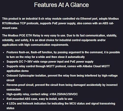 Miniatura 3 de waveshare Módulo de relé Ethernet 8-CH, protocolo Modbus RTUModbus TCP, comunicación de puerto PoE, con varios circuitos de aislamiento y protección