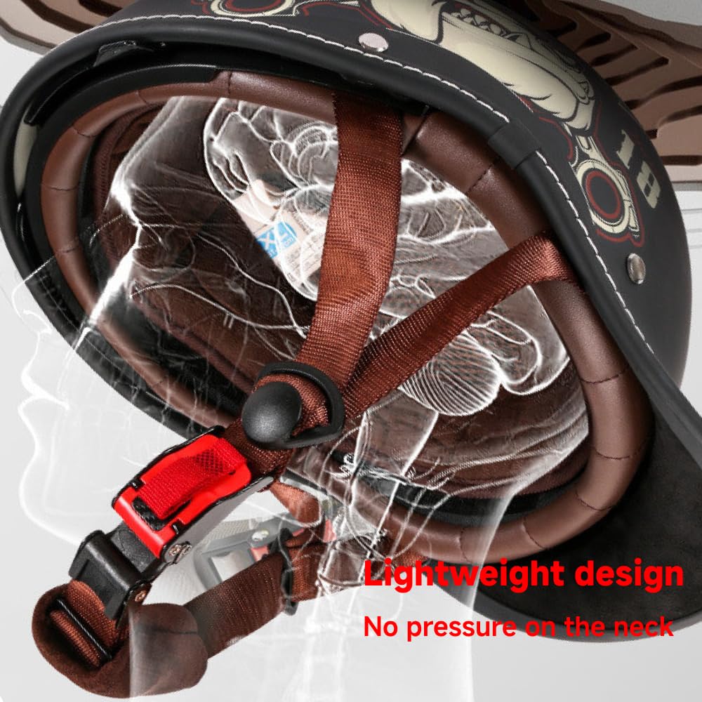 Casco Moto Abierto Retro – Casco Jet Clásico con Gafas Vintage, Homologado ECE 22.06, Ligero para Scooter, Motos Custom y Cafe Racer