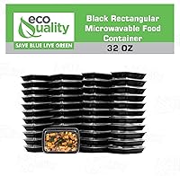 Vista 4 de EcoQuality - Paquete de 100 recipientes reutilizables para almacenamiento de alimentos de 32 onzas con tapas, rectangulares sin BPA, aptos