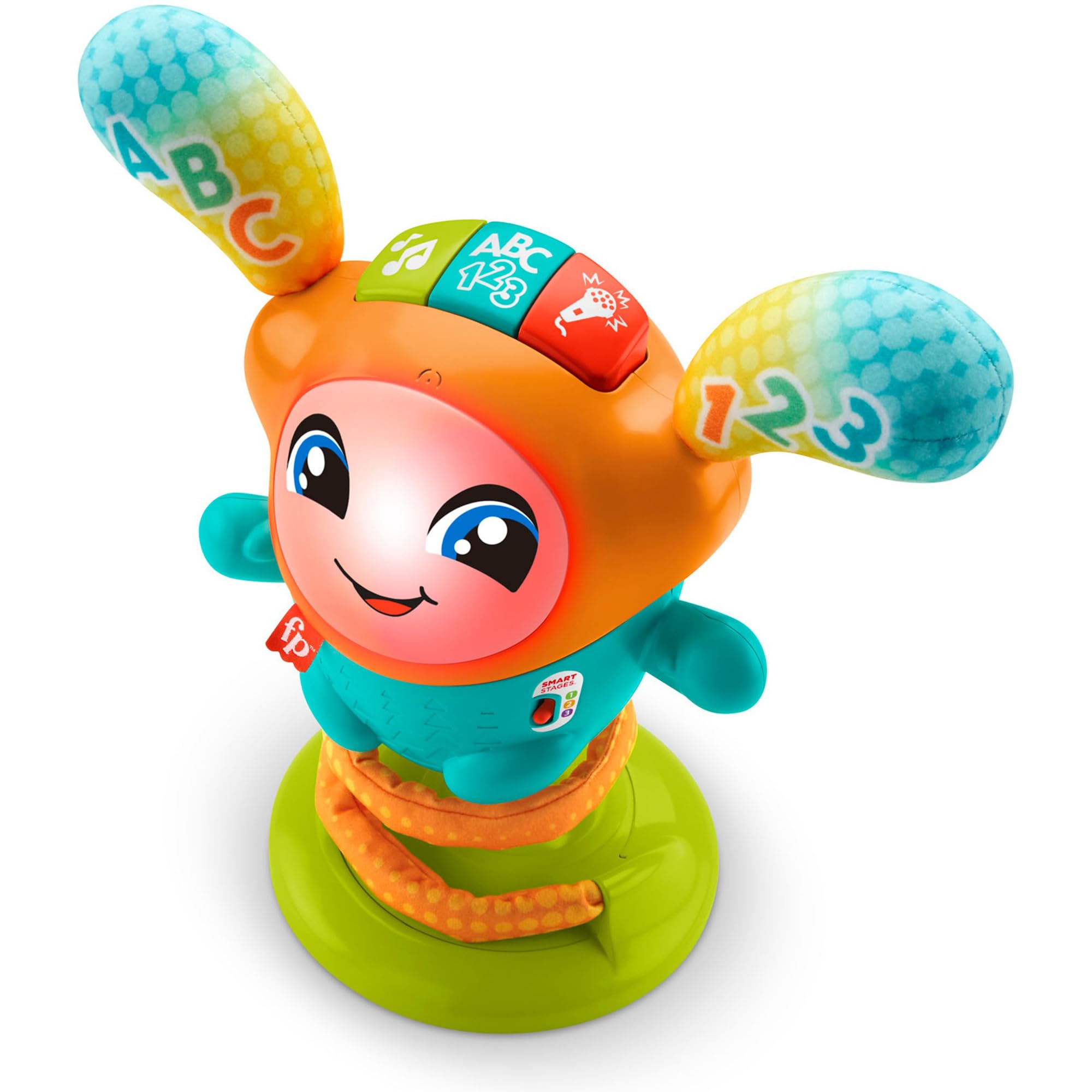 Fisher-Price Boti Robotito Saltarín, juguete electrónico para aprender letras y números, regalo para bebé +9 meses, versión ALEMÁN (HJP94)