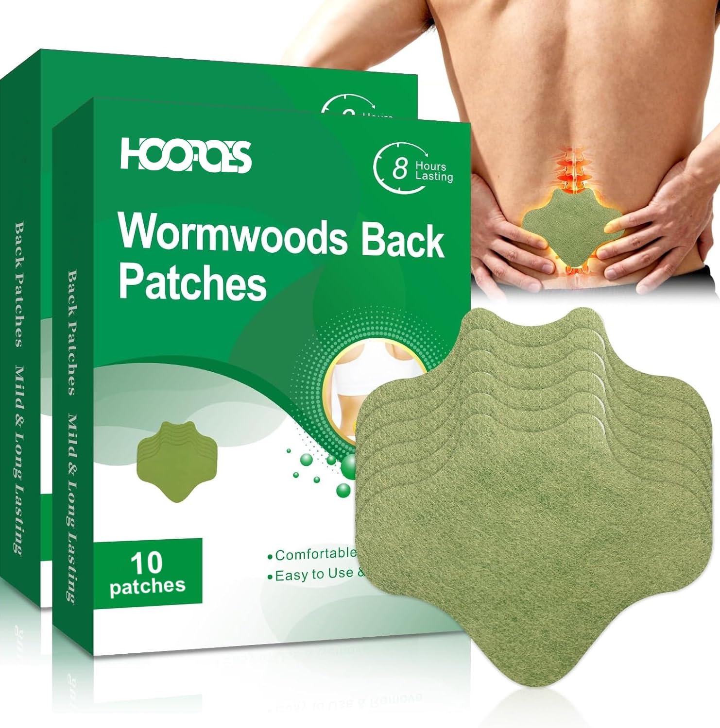 HOOPOES Back Pain Relief Patches | Fast Acting Herbal Patch for Lower & Upper Back Pain, Muscle Strain & Sciatica Support | Hot & Cold Therapy | Long Lasting 8–12 Hours | Easy Peel & Stick (10 Patches) — Amazon image 10