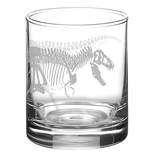 T-REX SKELETON Engraved Whiskey Rocks 11.5oz Glass Tyrannosaurus Dinosaur Dino Paleontology Science Nature Great Unique Gift Idea!