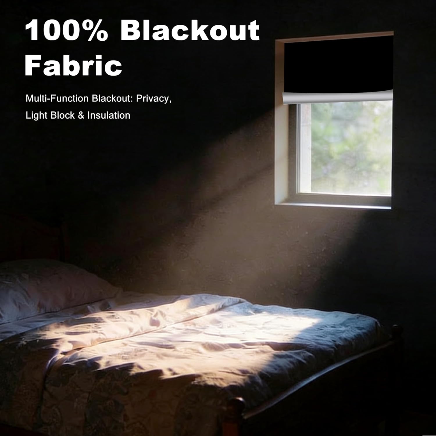 100% Magnetic Blackout Window Cover, Portable No Drill Cuttable Blackout Blinds with Extra Long Hook & Loop Strips, for Bedroom, Nursery, Baby, RV,Media Room,57” x 118”