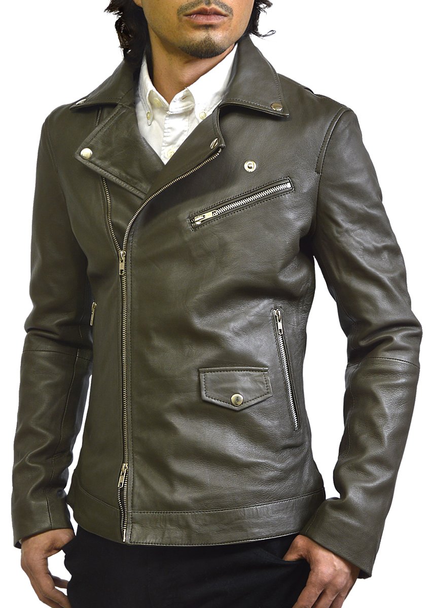 Haruf ハルフ　ダークグリーン レザージャケット　羊革　ユニセックス　L Haruf ハルフ ダークグリーン レザージャケット 羊革 ユニセックス L