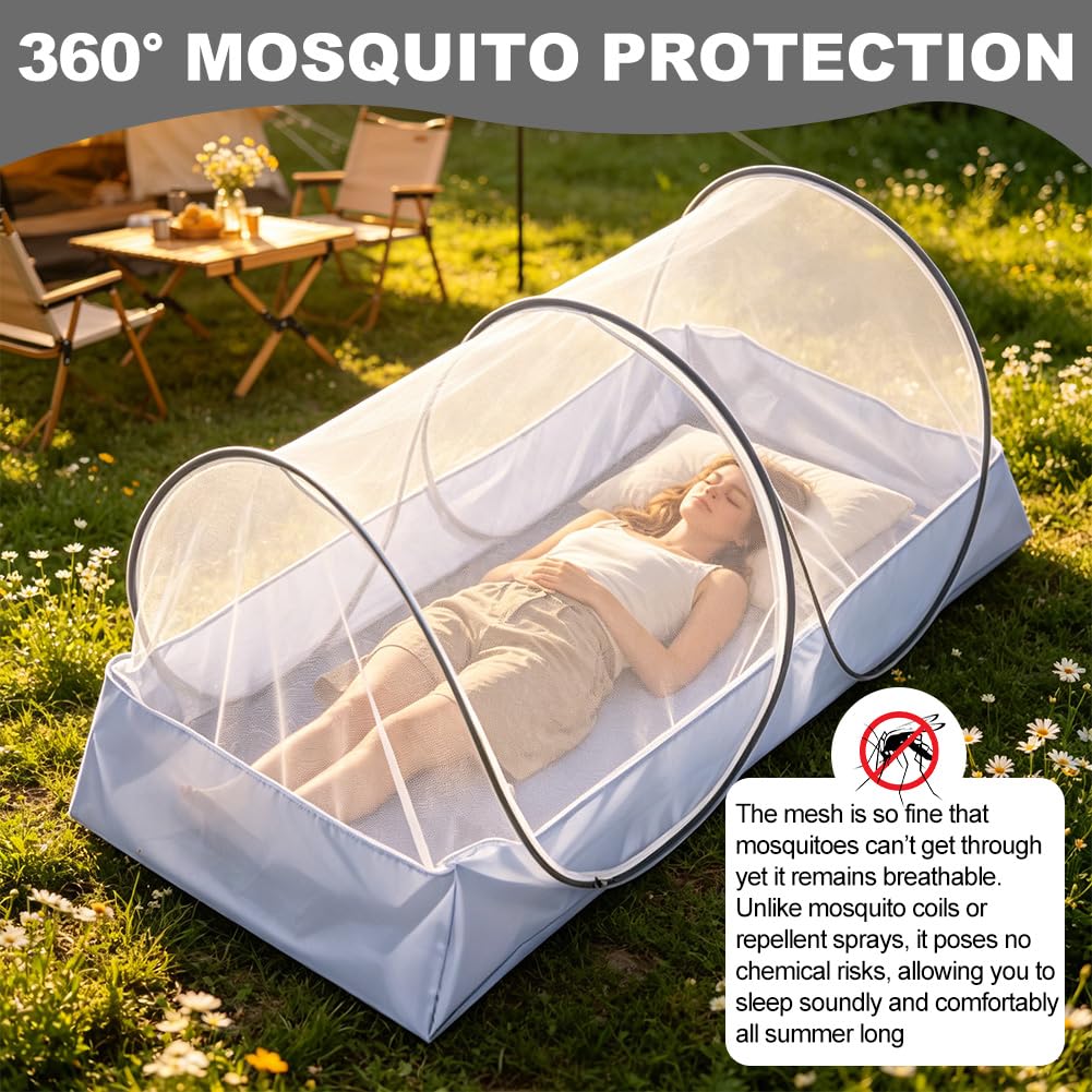 Mosquitera desplegable de 200 x 100 cm, plegable, para cama doble, mosquitera ultraligera, con suelo para camping y hogar