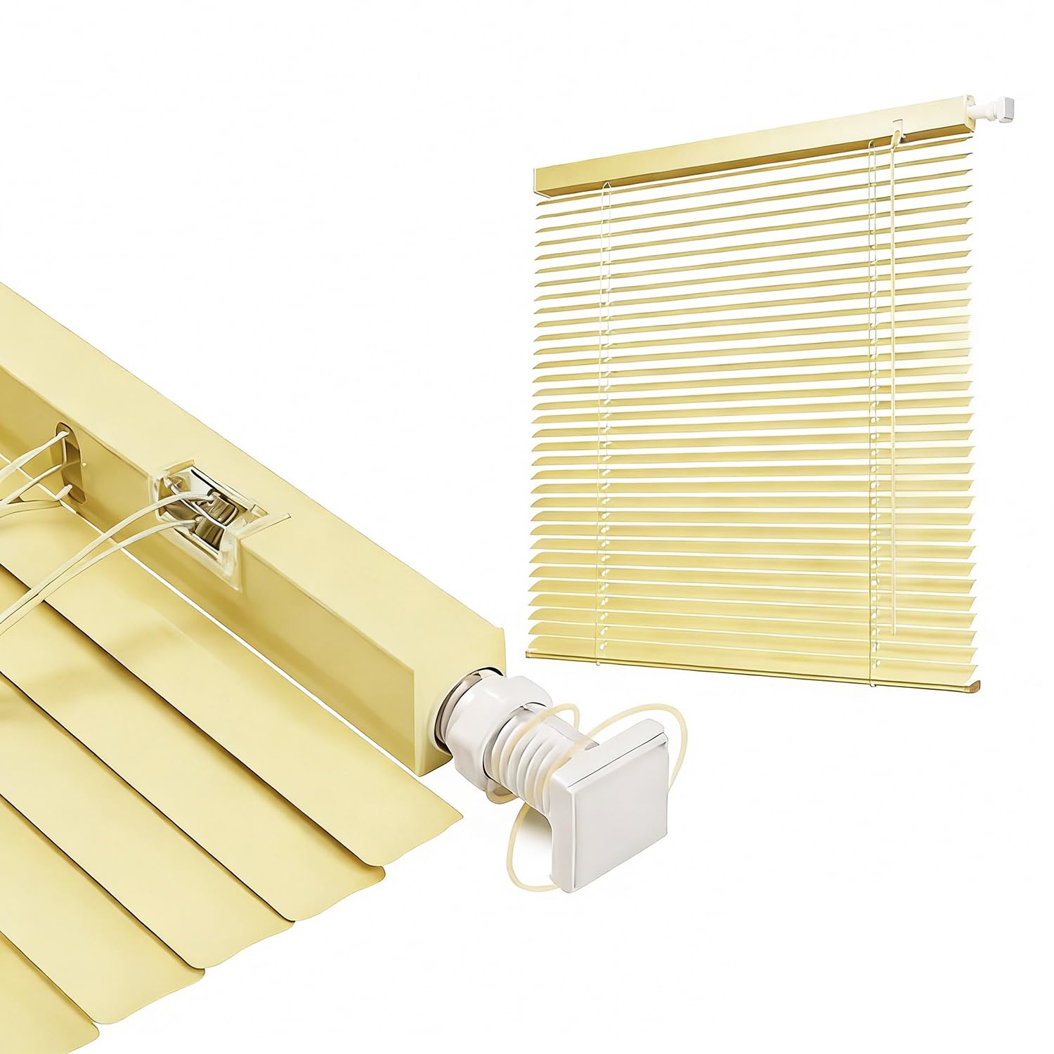 Room Darkening Mini Blind No Drill 40-140cm Width 50-180cm Length, 25mm Slat Aluminum Venetian Blinds, Cordless Horizontal Windows Blinds for Interior(Light Yellow)