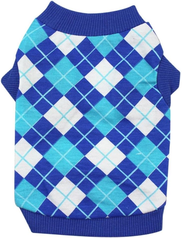 Puppy Costume,Small Dog Cotton Vest Clothing (M, Blue)
