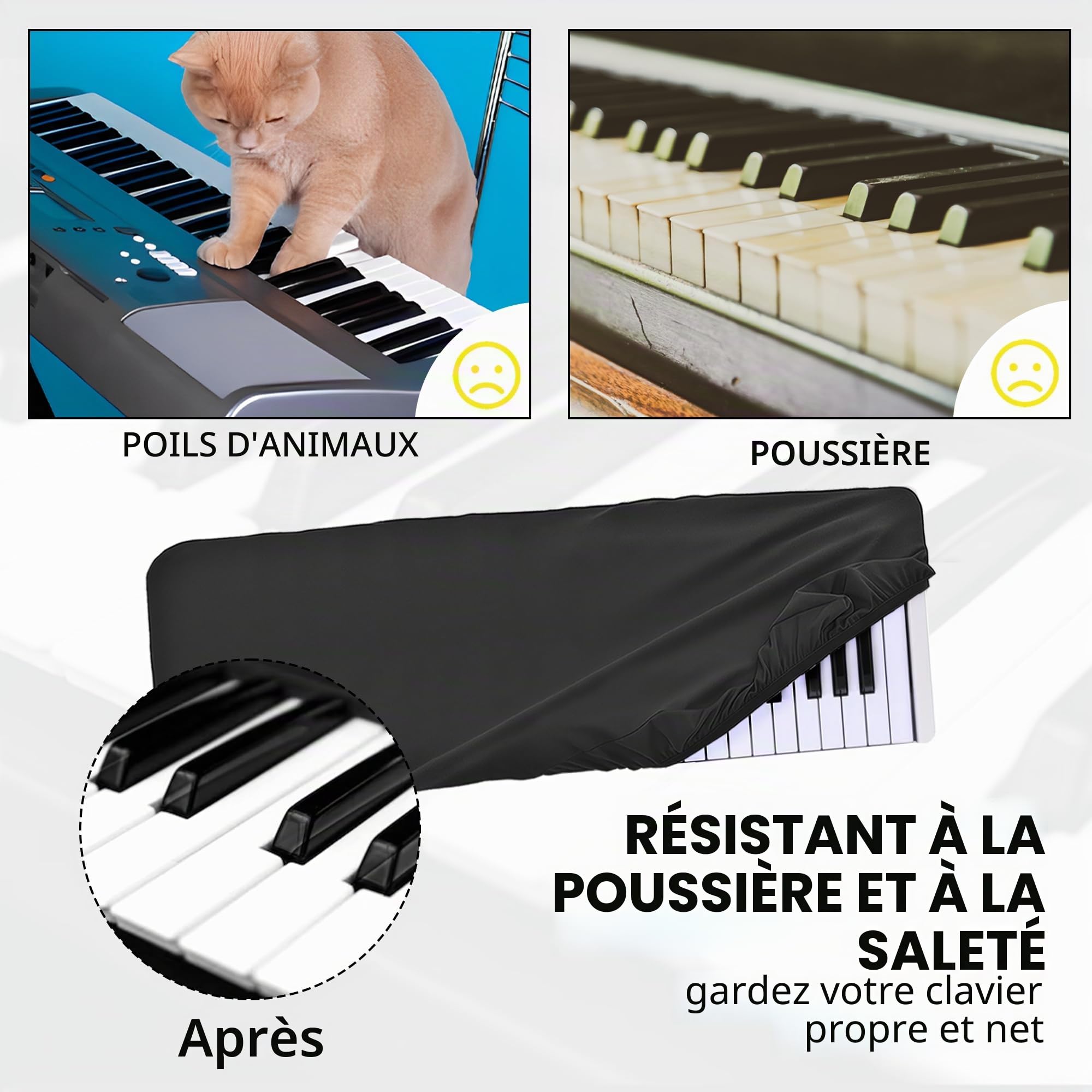Musiin Housse anti-poussière pour clavier de piano à 49 touches, compatible avec Nektar Impact LX49+, Roland A-500PRO, Nektar Panorama T4 49, Chinlon de luxe, anti-poussière et anti-rayures, toucher
