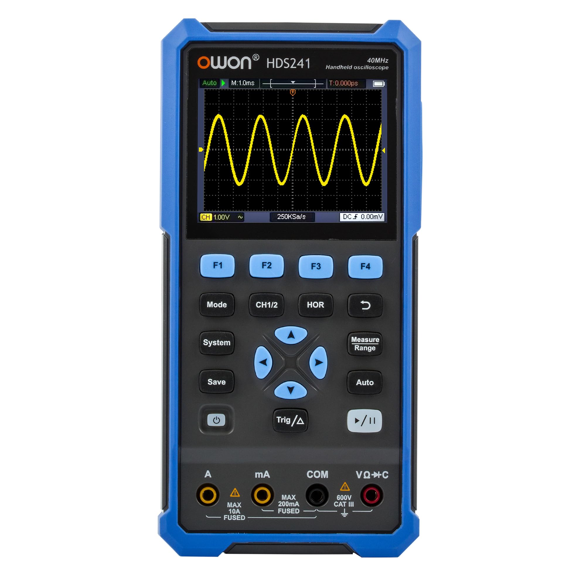 HDS241 OWON Osciloscopio Multímetro 3 en 1 Función 24.000 Valores Medidos Multímetro 40MHz Ancho de banda 100KHz Fuente de Señal 3.5" LCD con 320 x 240 píxeles