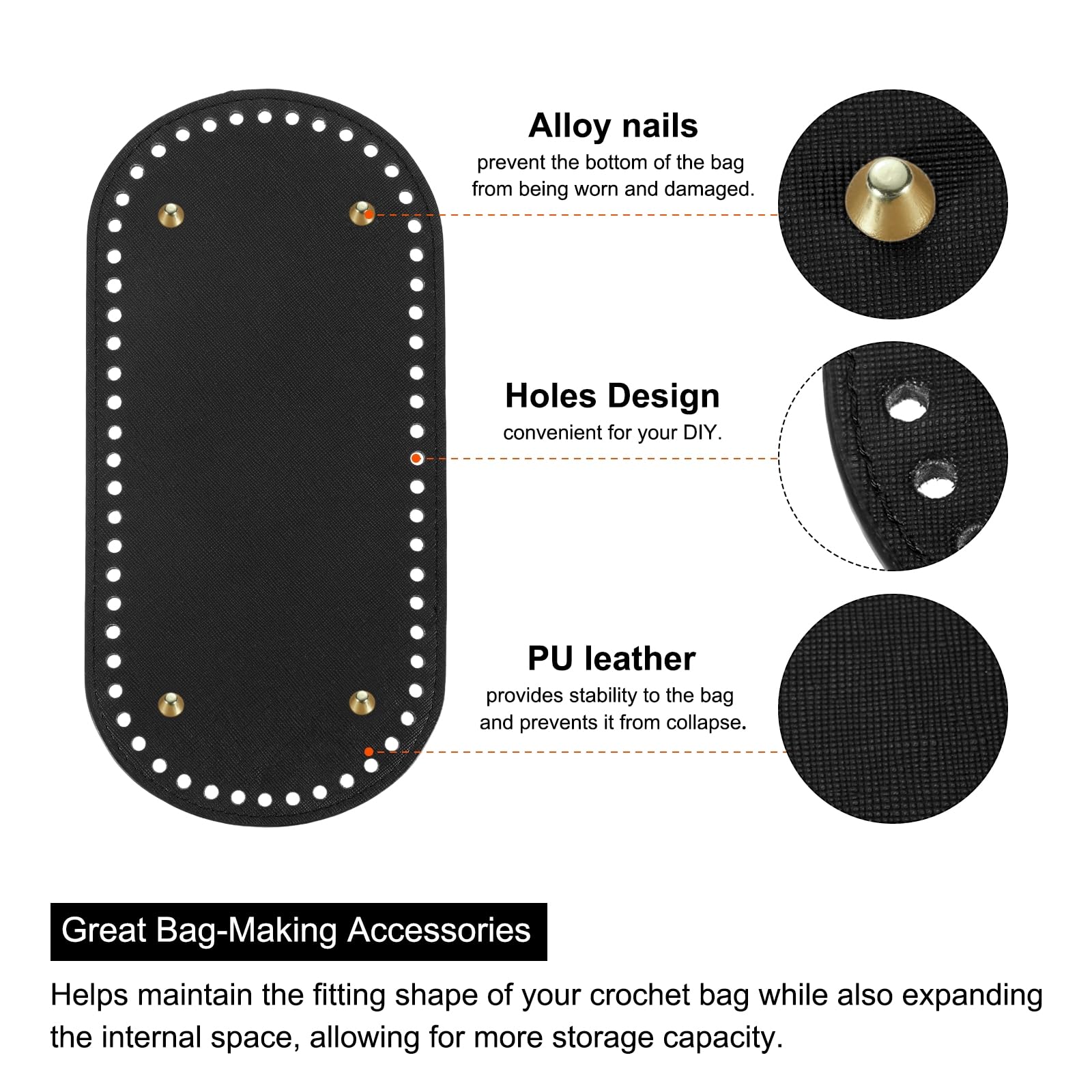 Sourcing Map Lot De 2 Coussins Ovales En Cuir Synthétique Pour Sac à