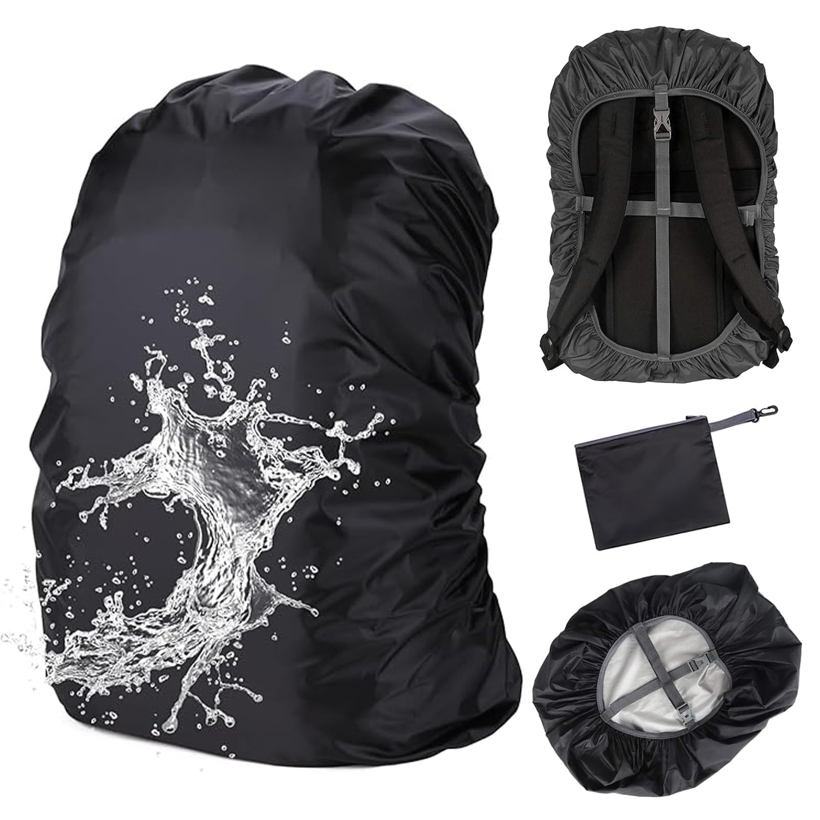 【50%OFF】【299円】 KVKIE リュック 防水カバー 35L クロスバックルとジッパー付き収納バッグ