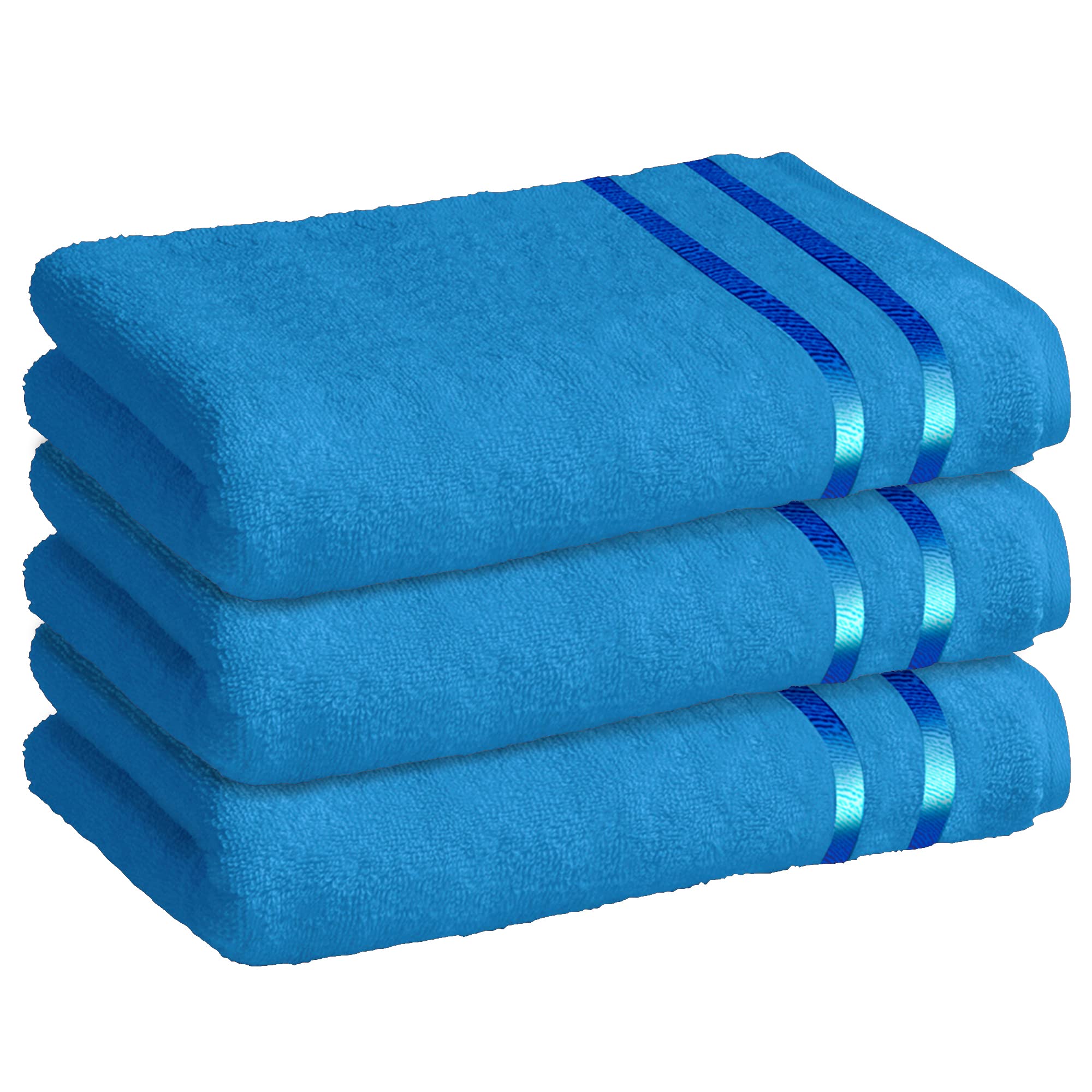 Blue Cotton Bath Towels - Soft & Absorbent -9