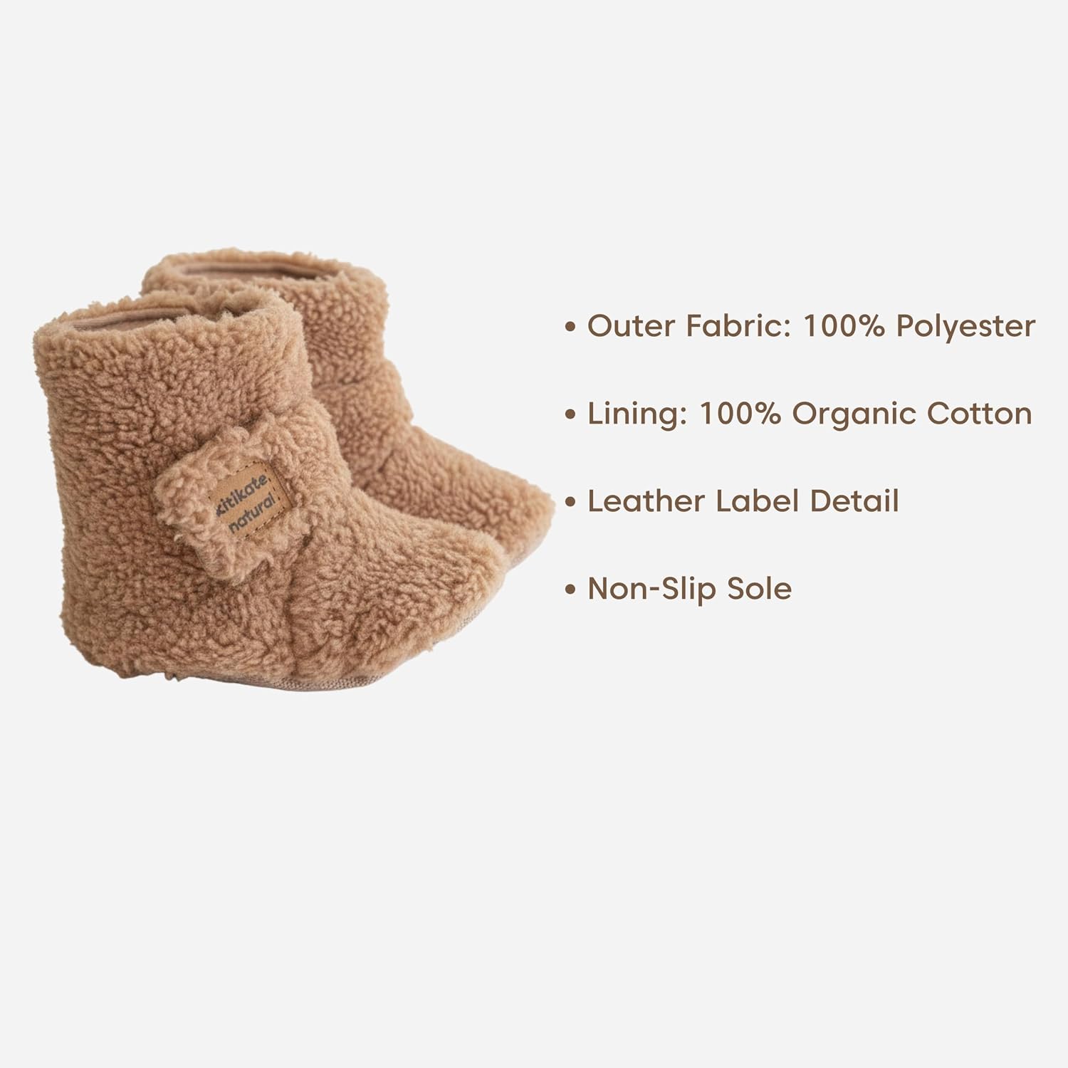 Kitikate Unisex Wellsoft Cozy Poffy Booties, Hook-and-Loop Closure with Grippers, Newborn to 12 Month
