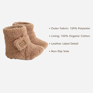 Kitikate Unisex Wellsoft Cozy Poffy Booties, Hook-and-Loop Closure with Grippers, Newborn to 12 Month