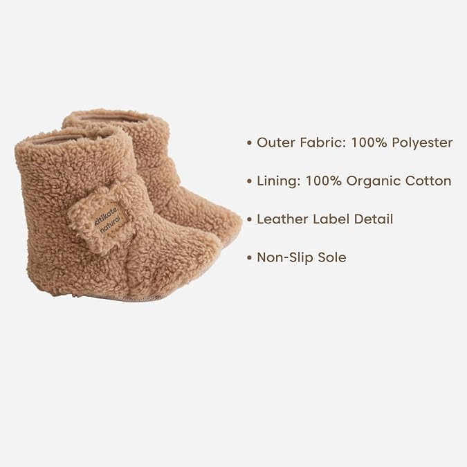 Kitikate Unisex Wellsoft Cozy Poffy Booties, Hook-and-Loop Closure with Grippers, Newborn to 12 Month