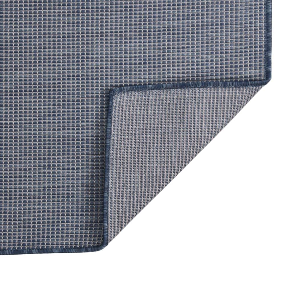 Tappeto per esterni, 80 x 250 cm, blu, resistente a tessitura piatta in polipropilene, per terrazze, balconi, giardini, robusto tappeto per interni ed esterni