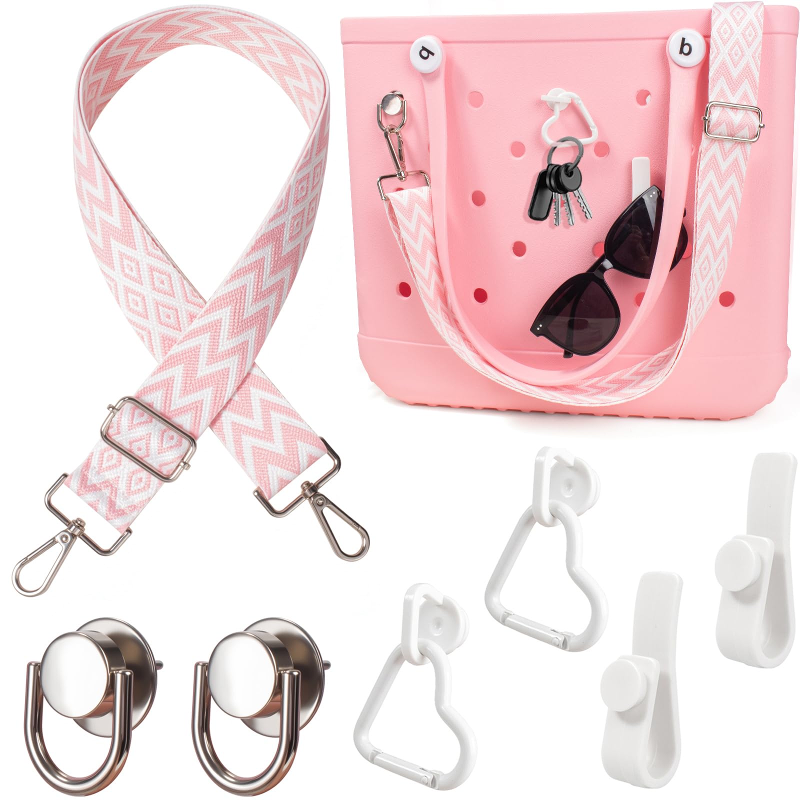 LETGO Strap for Bogg Bag Accessories Adjustable Shoulder Crossbody Straps,4 Pack Inserts Hooks Keychain Keyholder Charm