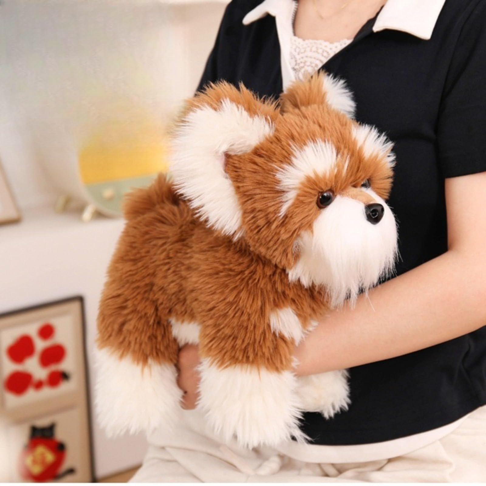 Schnauzer Plüschfigur, Realistischer Hund Plüschtier, PlüSchhund Stehend,Flauschiger Stofftier zum Spielen,Geschenk für Kinder und Hundeliebhaber (42cm,Grau)