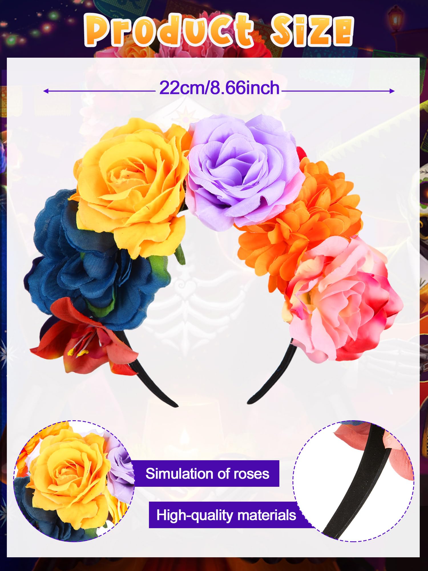 Amazon.com : Zeyune Mexican Flower Headband, Day of The Dead Crown