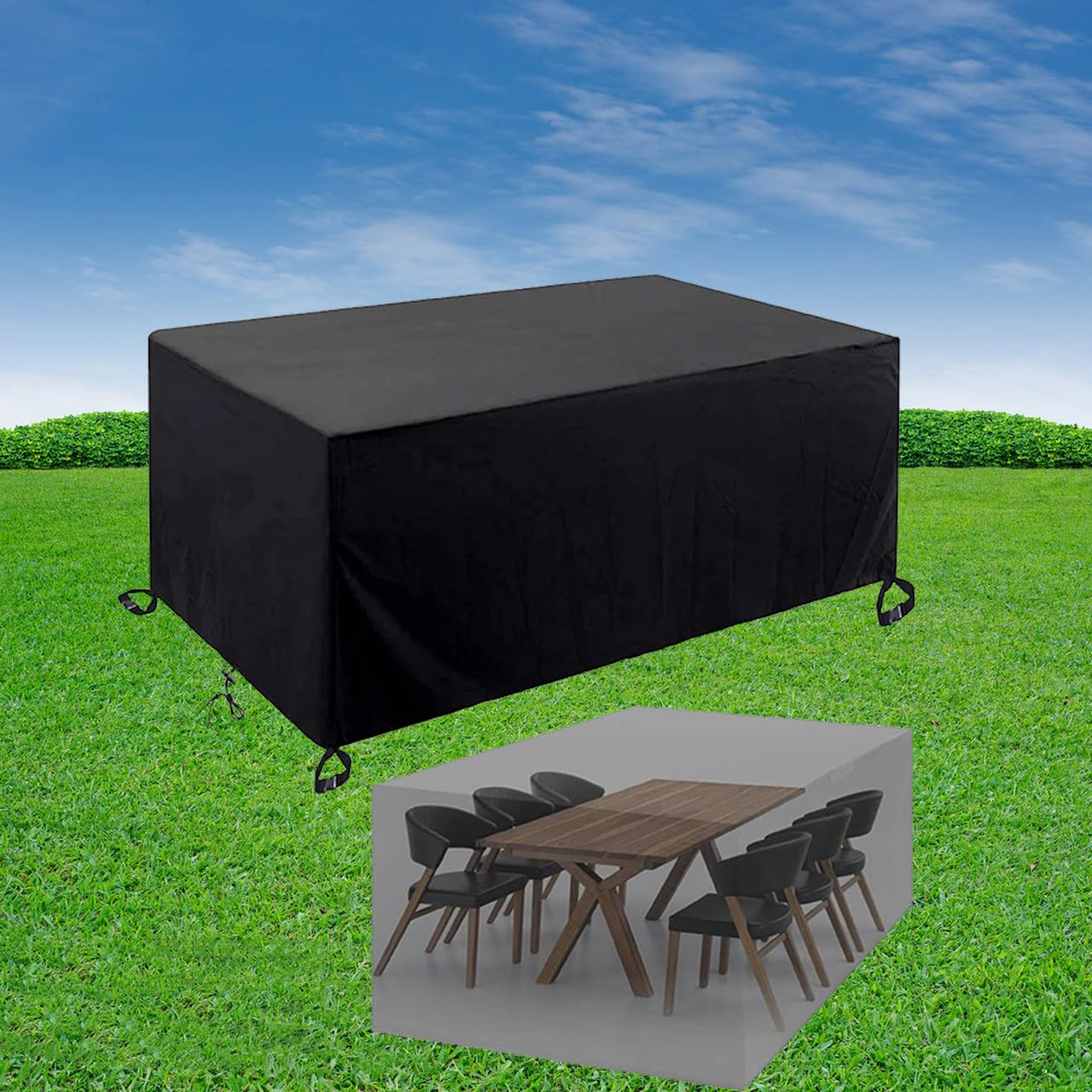 UFGFYTT Garden Furniture Covers, 250x140x90cm/LxWxH, Patio Table Cover, Waterproof Covers for Outdoor Furniture Protector Double Stitching, Patio Set Waterproof Square for Outside, Backyard