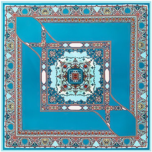 Corciova CORCIOVA-171126405-75 40 Inch Women Twill Satin Polyester Silk Feeling Square Hair Wrapping Sleeping Square Scarfs Air Force Blue Geometric Square Pattern thumb #4