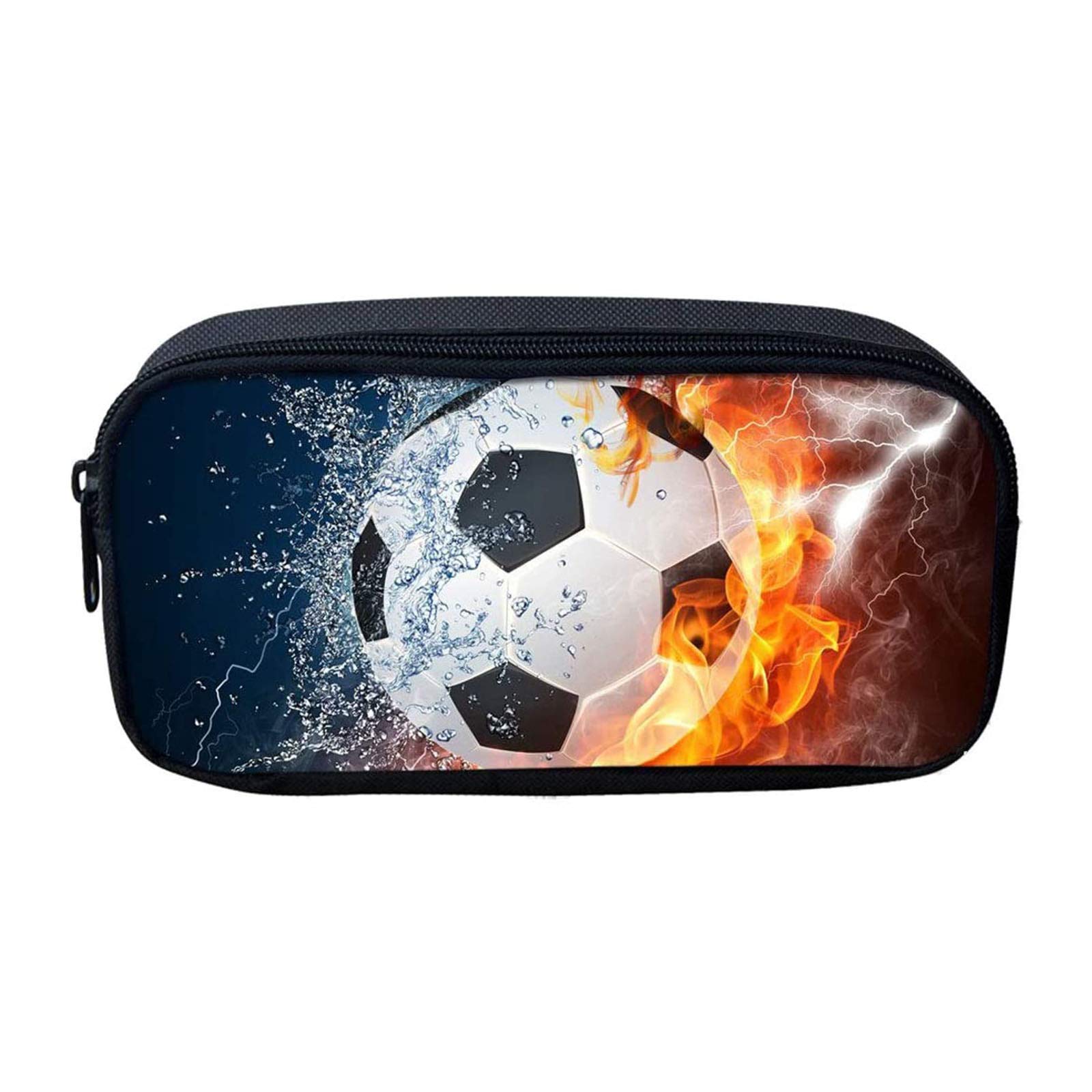 SEANATIVE Football Pencil Holder Canvas Pen Case Pouch Bag Cosmetic Stationery Organizer for Boys Women Men