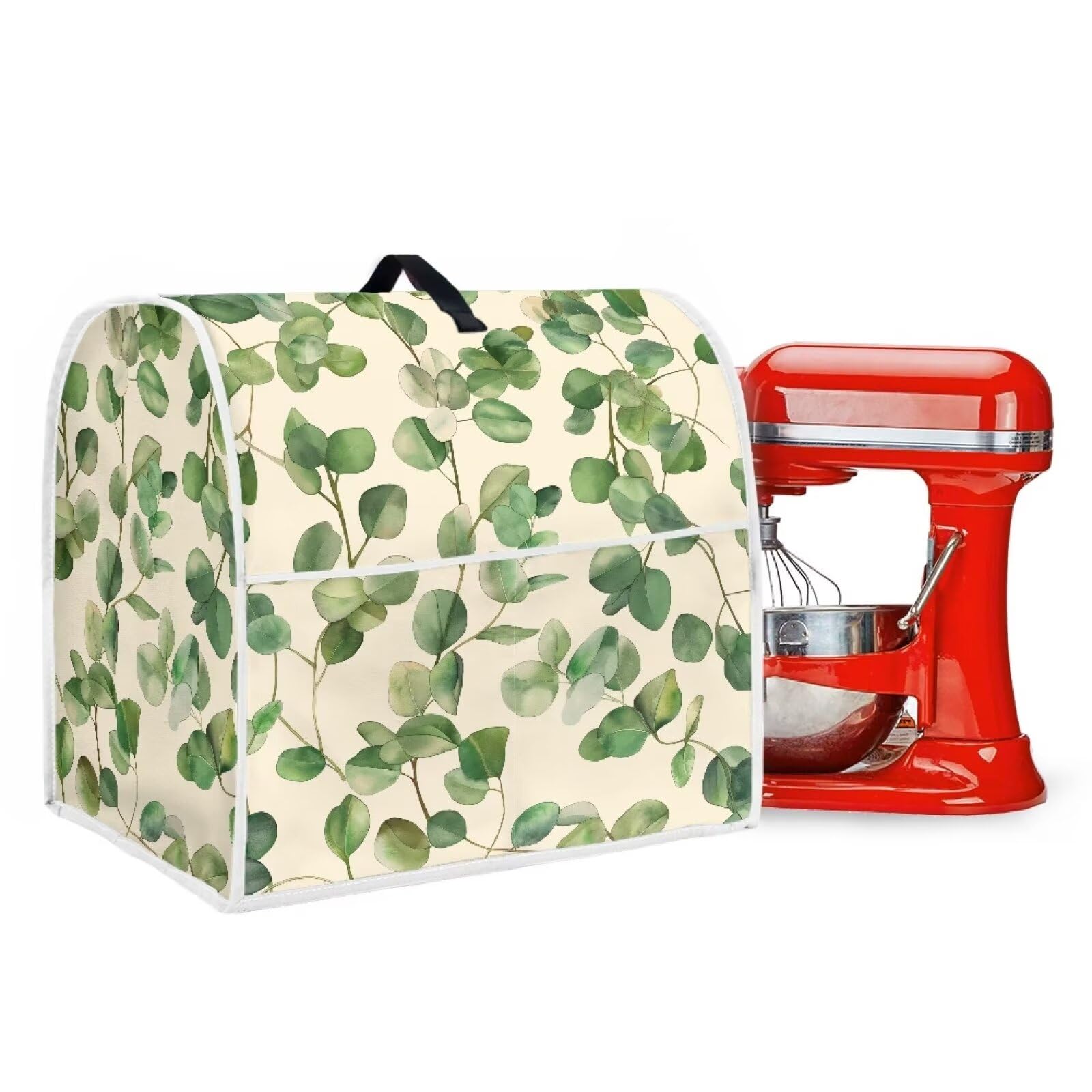Uorisanigo Dust Cover for Kitchen Aid Stand Mixer Cover with Front Pockets Green Leaves Decor Cover for 4.5-5 Quart Mixers Dust Protection Food Processor Cover Kitchen Mixer Parts & Accessories