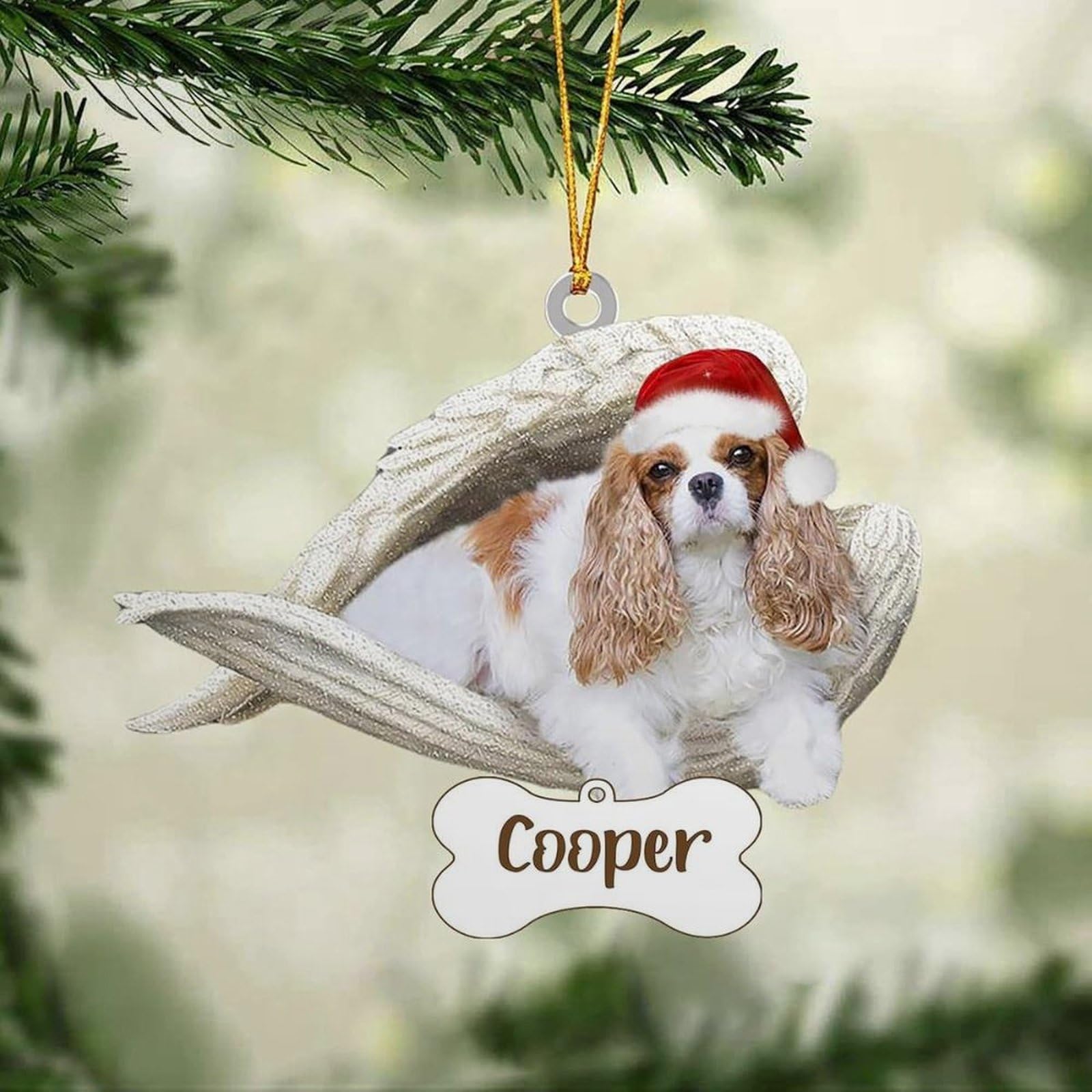 Luckluccy Cavalier King Charles Spaniel 1 Custom Name Cavalier King Charles Spaniel Ornament,Personalized Cavalier King Charles Spaniel Dog Ornament For Christmas Tree,Cavalier King Charles Spaniel Christmas Ornament Gifts 48