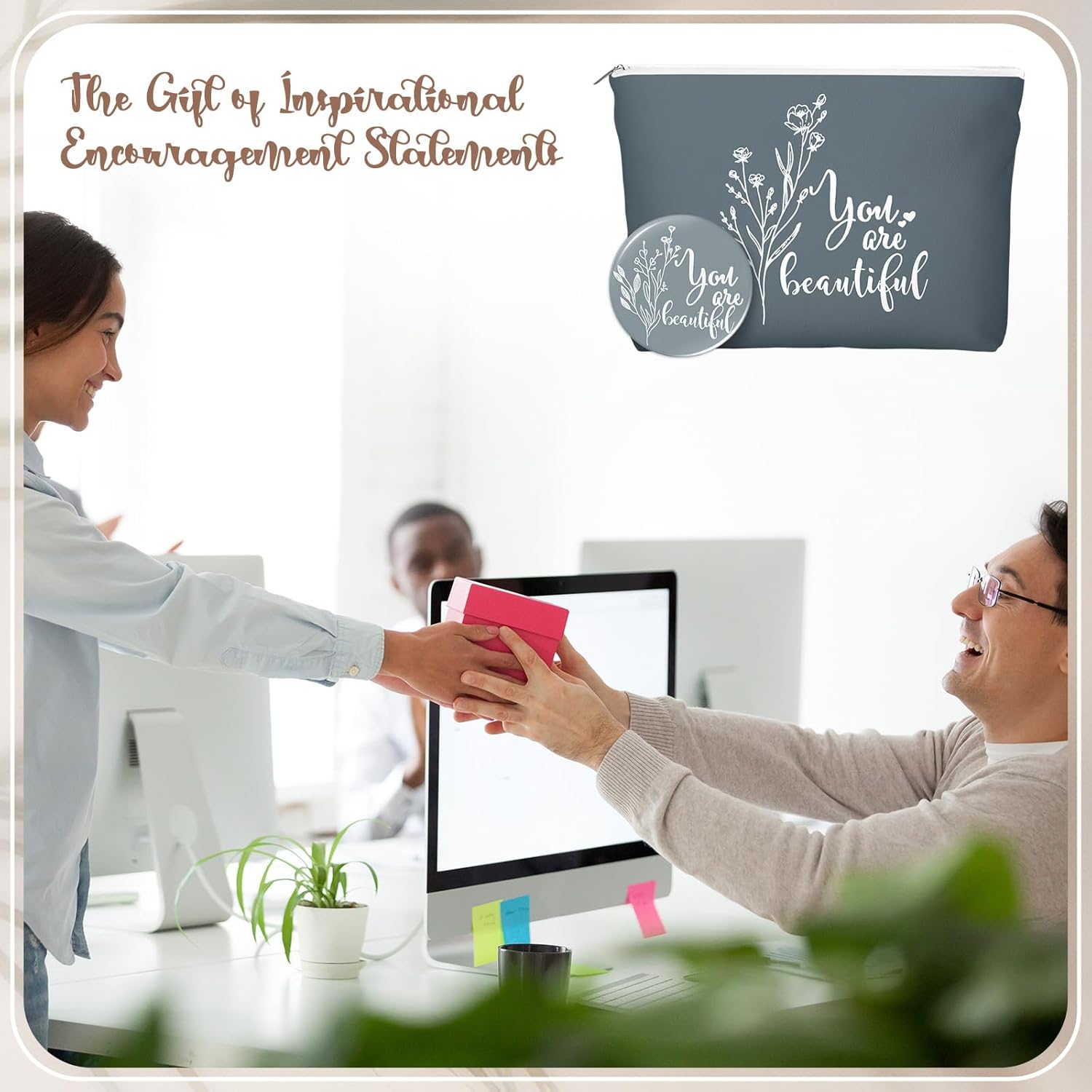 20 Pcs Employee Appreciation Gifts For Women Inspirational Canvas Makeup Bags Portable Compact Mirror Bulk Cosmetic Bags Thank You Gifts for Social Worker Coworkers (Bohemian,Boho) - Image 5