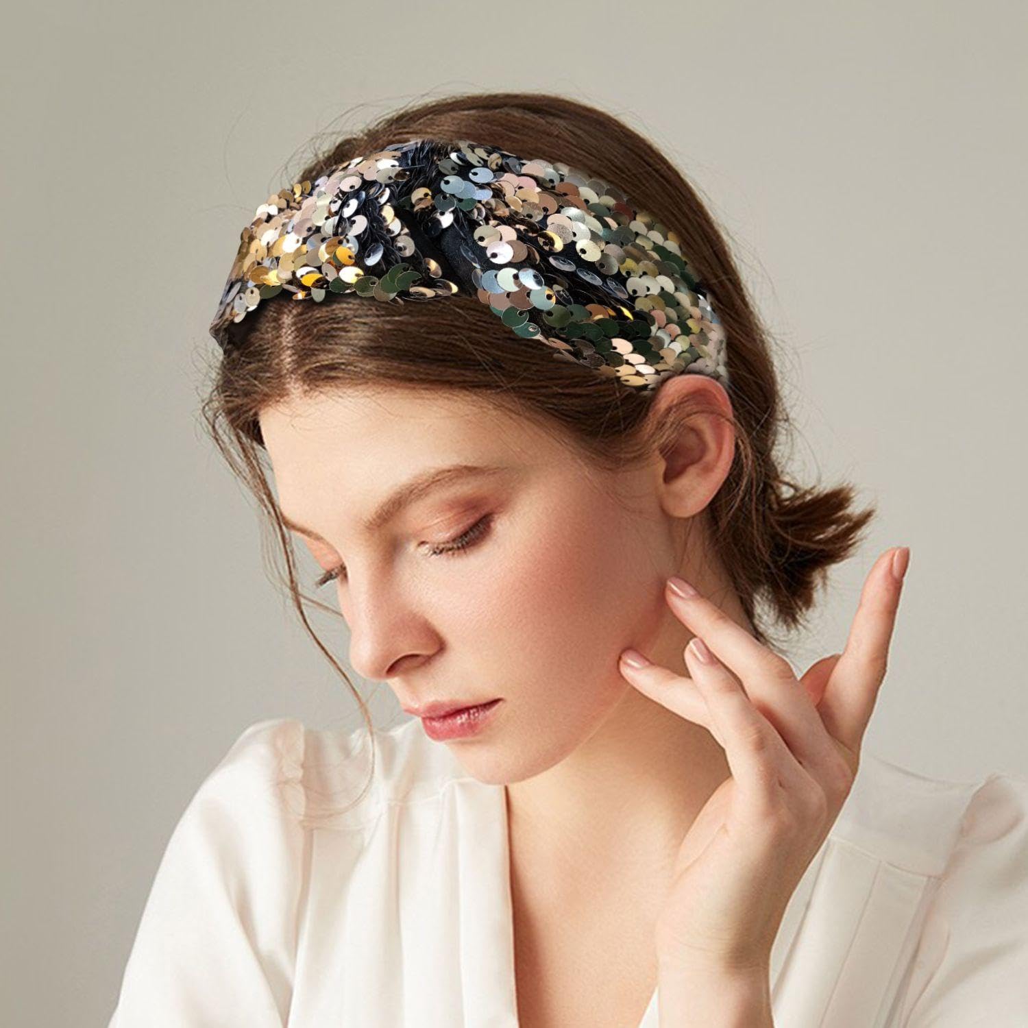 2 Pieces Of Sequined Headbands, Retro Headbands, Fashionable Personalized Headbands, Party Headbands, Clothing Accessories - Image 4