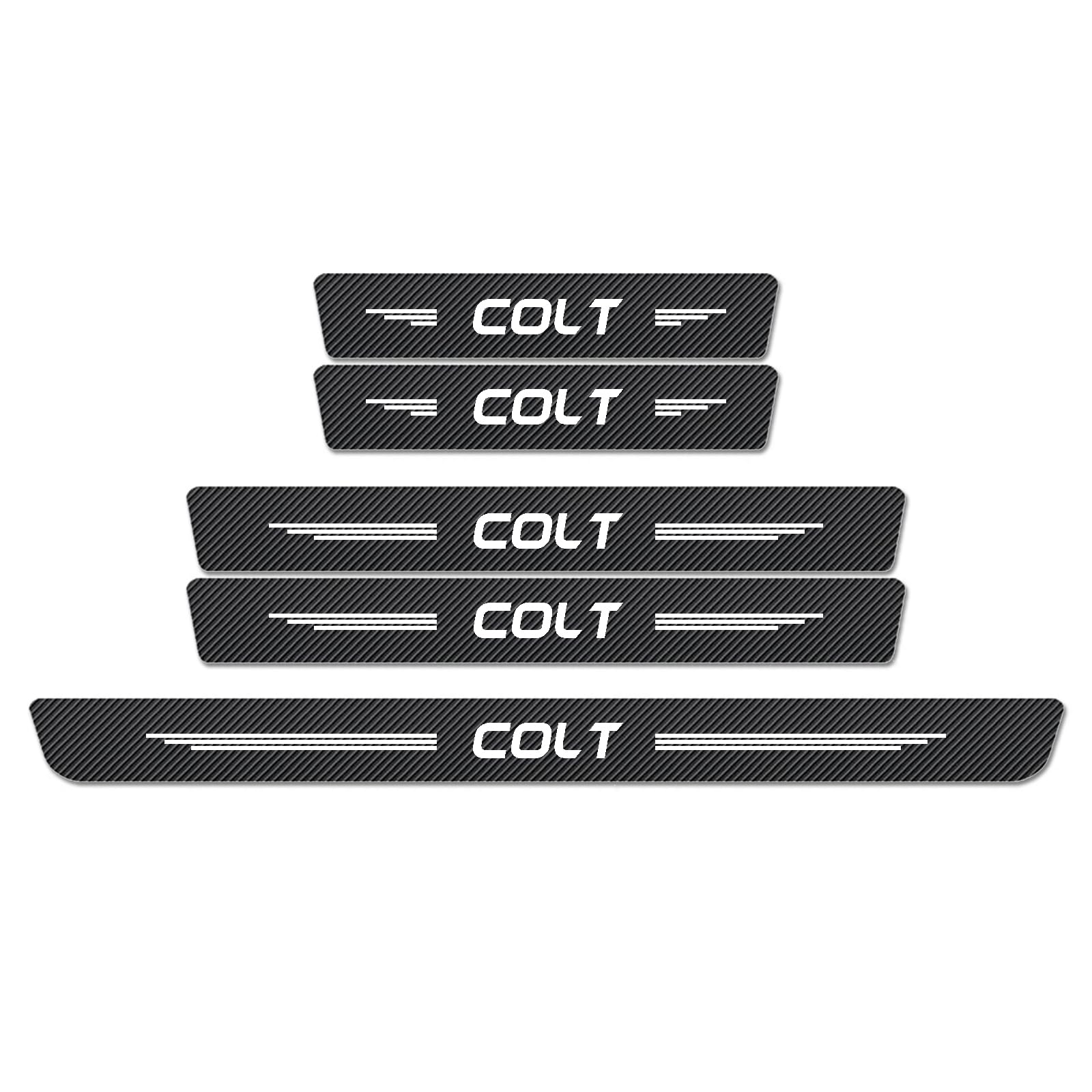 WXH97F Car Door Sill Protector for Mitsubishi Colt, 5Pcs Carbon Fiber Texture Scuff Plate Guard, Anti-Scratch Kick Plate Entry Cover, Waterproof Wear-Resistant Trim