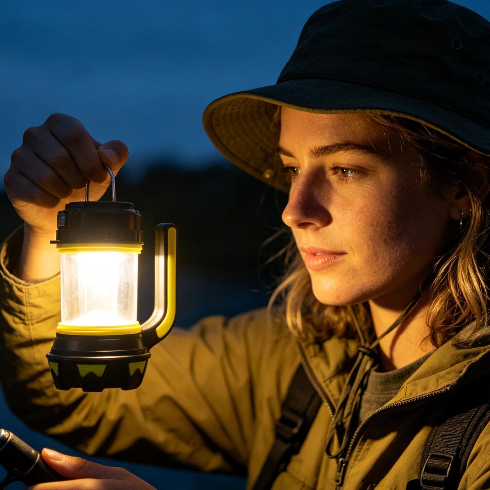 Lanterna da campeggio a LED Lampada Portatile Con Manico E Gancio | Lanterna Elettrica Ricaricabile Per Spiaggia Backpacking Pesca Escursionismo Sopravvivenza All'Aperto Notte Giardino Garage