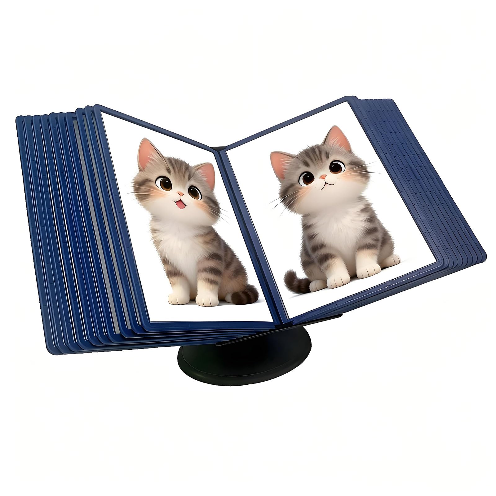OLSKFUH 360° Rotation Desk Reference Organizer, Space Saving Document Holder, Durable Flip File Display Rack, Efficient Catalog Storage System For Home Or Office,Blue-20 pages