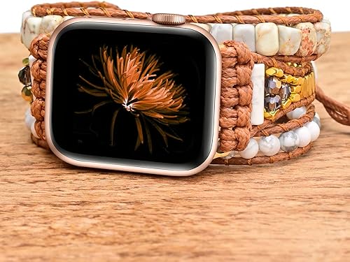 Miniatura 2 de Youthrun Handmade Boho Watch Band Compatible with Apple Watch 49MM 45MM 44MM 42MM 41MM 40MM 38MM Beaded Wrap Bracelet for iWatch Ultra, Series