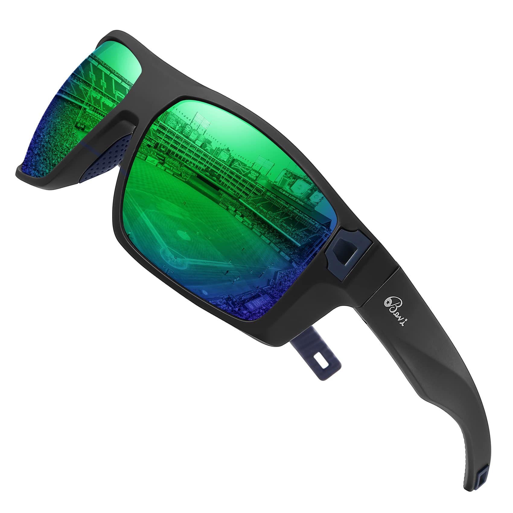 Bevi Square Polarized Sunglasses UV 400 Protection with TR90 Lightweight Frame Glasses for Women Men