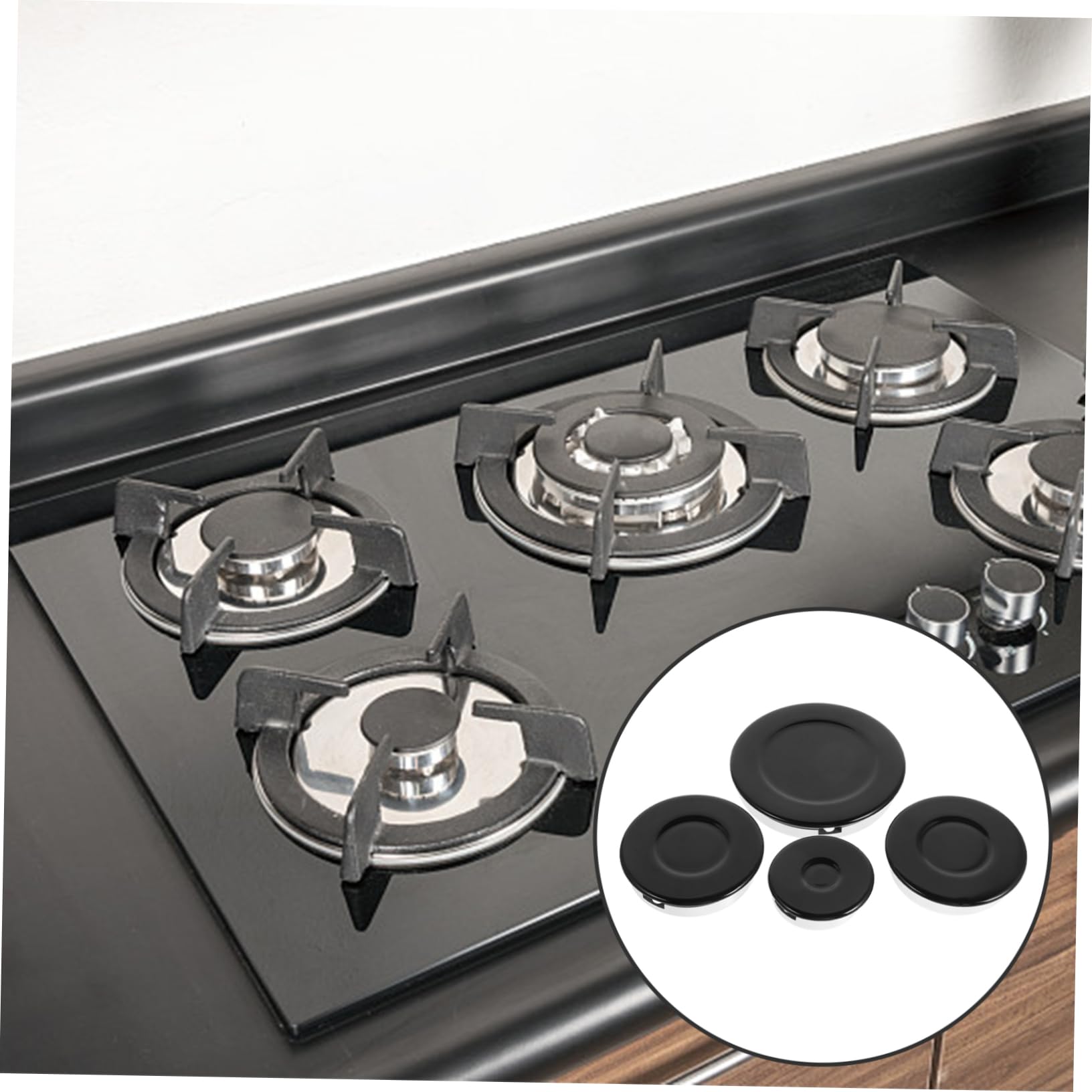 SHINEOFI Cubiertas para Quemadores de Estufa de Gas Negro Diseño Multifuncional y Múltiples Quemadores de Aluminio y Hierro para Cocina Segura