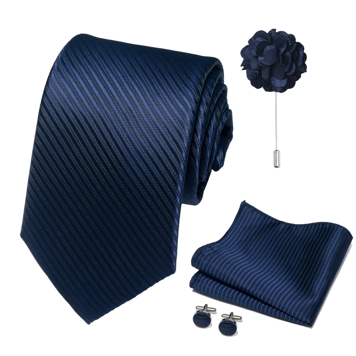 joy alice 70 Colors Ties Set Men Mixed Color Necktie Handkerchief Cufflinks Brooch 3.15 Formal