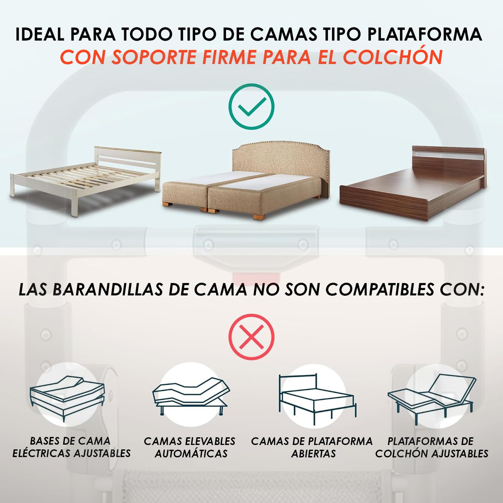 Sponda Letto Anziani Pieghevole, Barriera Letto Anziani con Altezza Regolabile, Supporto per Alzarsi dal Letto, Sbarra di Sicurezza Letto con Sistema a Sgancio Rapido, con Tasca Portaoggetti