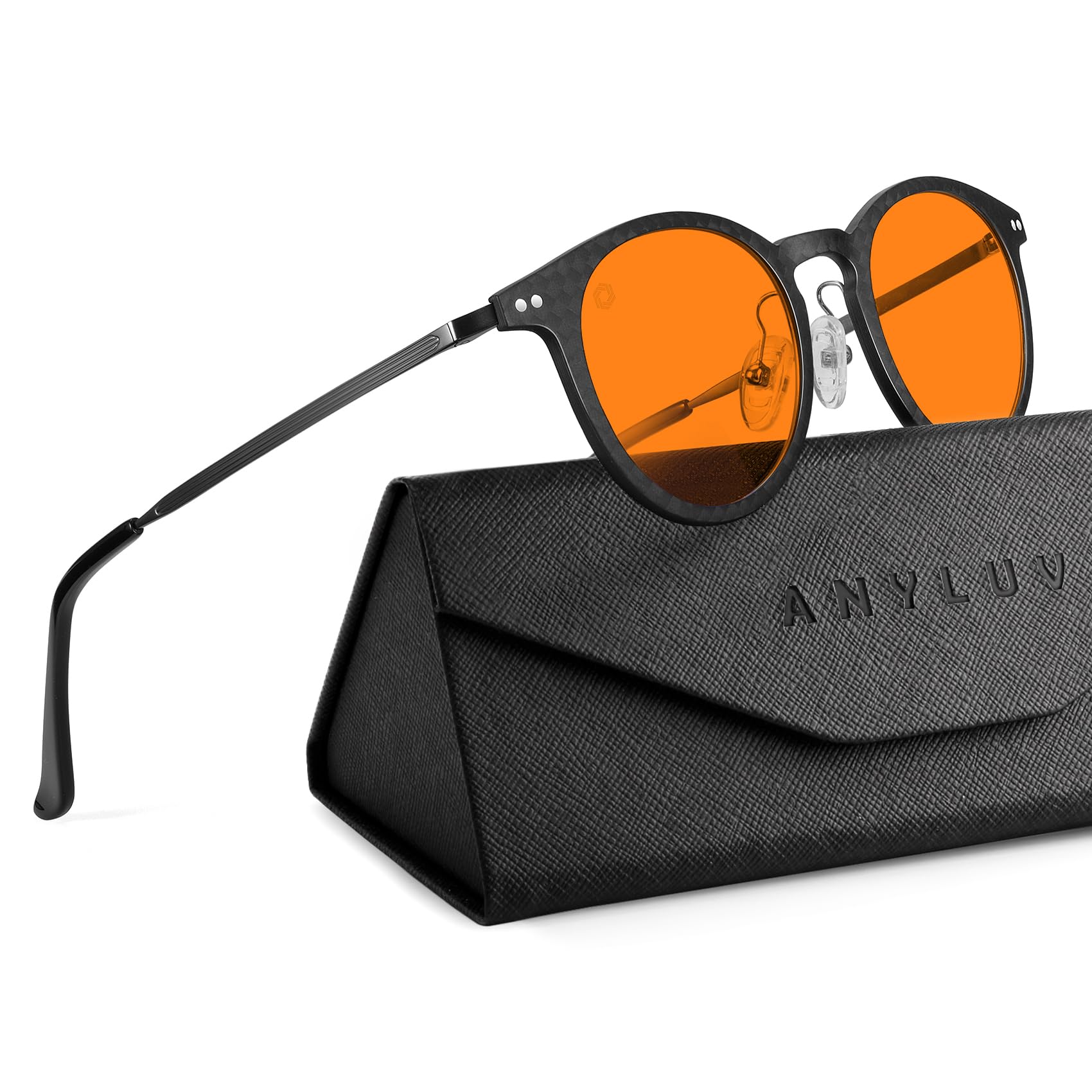 ANYLUV Blue Light Glasses Men, Stylish Square Carbon Fiber Eyewear, Anti Eyestrain, Lightweight Mens Computer Gaming Glasses