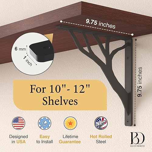 Miniatura 51 de Soportes de estante rústicos de 8 pulgadas a 10 pulgadas, soportes decorativos en L para estantes, soporte flotante de metal de hierro, soporte