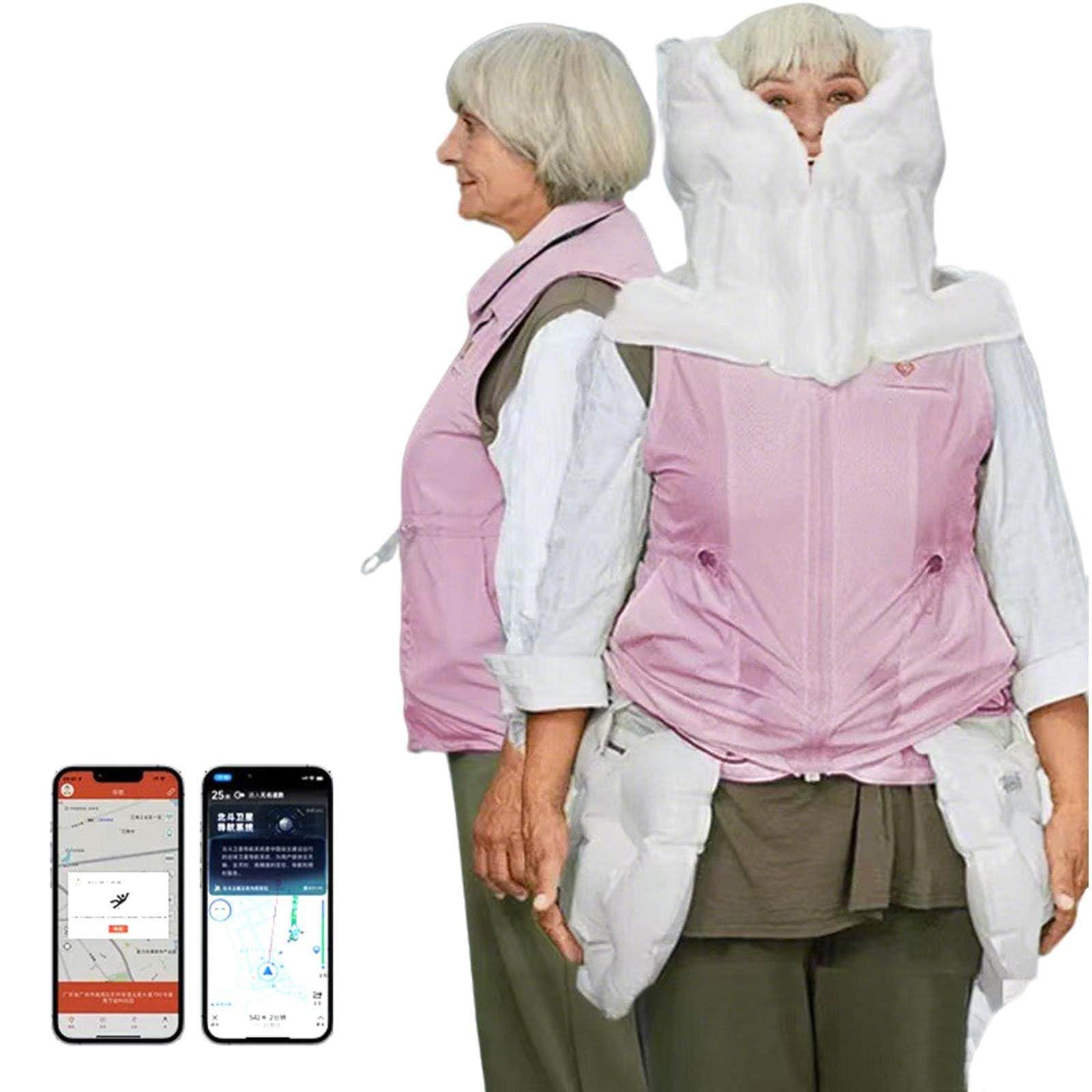 Ceinture Airbag Antichute Unisexe pour Personnes âGéEs, avec APP Réutilisable épileptiques Ou Aveugles, Airbag 0,08 s Déployable Unisexe avec Surveillance à Distance Pink-L