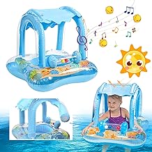 Baby Float with Umbrella, Baby Pool Float with Shade, Baby Float with Seat, Baby Float with Sunshade, Inflatable Swimming Float for Baby, Baby Swimming Ring, Inflatable Baby Float