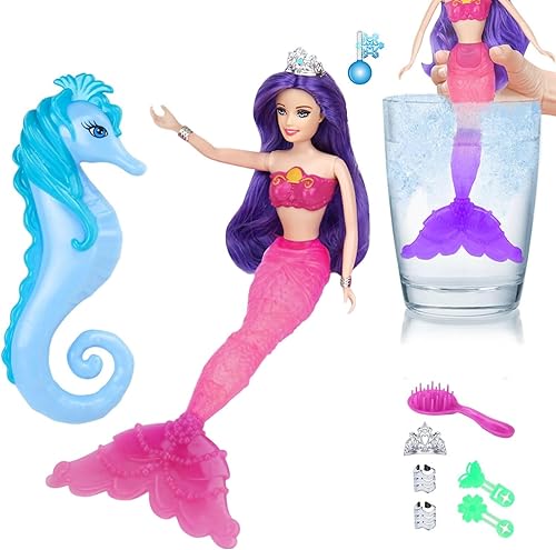 Juego de muñeca de princesa sirena, cola de sirena que cambia de color a la temperatura del agua por Reversing Squins, muñeca de vestir de moda de